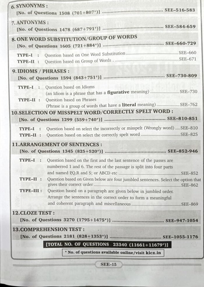 SSC TCS PYQs English Language Chapterwise & Typewise Solved Papers 16950+ Till - March 2025 :TCS PYQs of Cgl Tier 1;Cgl Tier 2;Cpo;Chsl;DP;Mts; Gd Covered (English Medium)