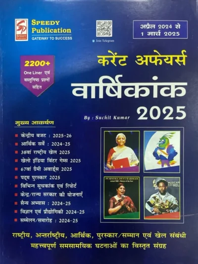 SPEEDY Publication April 2024 To 1 March 2025 Current Affaires Yearly 2200+ One-liner & MCQs By : Suchit Kumar 2025 Main Attraction Union Budget: 2025-25, Economic Survey : 2024-25, 38th National Games 2025, khelo India Winter Games 2025, 67th Grammy Awards 2025, Padma Awards 2025, Reports & Indexes: 2024-25, State / Government Schemes, Military Exercises: 2024-25, Science & Technology, Conferences / Summits: 2024-25, PURNIMA DEVI BARMAN, named TIME's Woman of the Year, MUSICAR REREL, National, International, Economic, Awards and Sports Related Extensive collection of important current events
