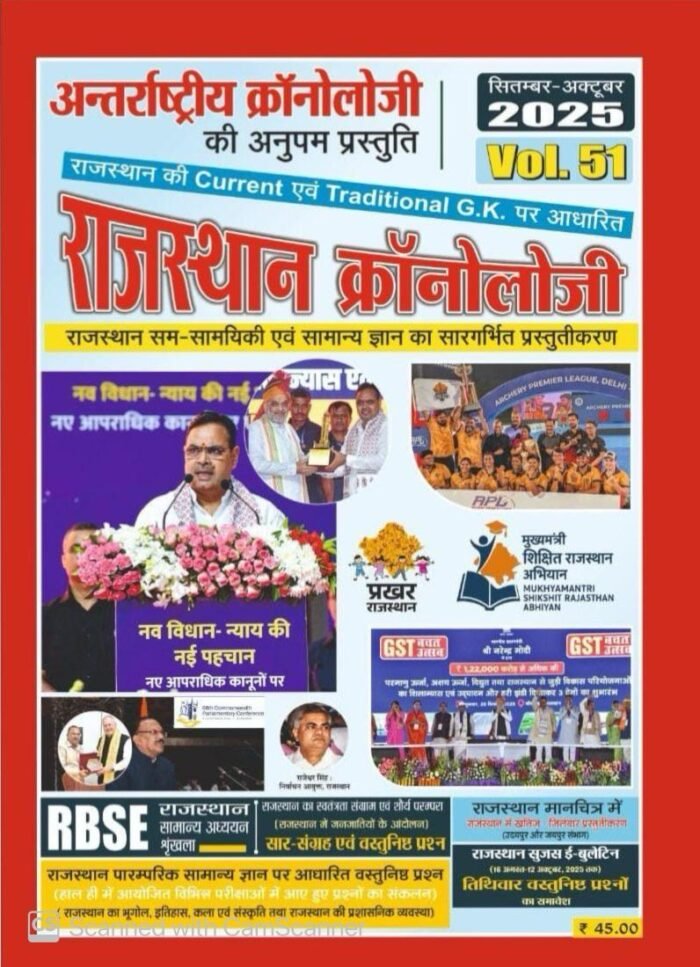Antarrashtriya Chronology Rajasthan Chronology Current GK (Current Affairs) September-October  2025 Vol-51