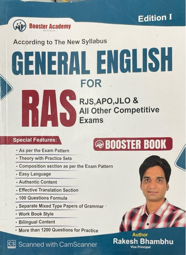 Booster Academy General English For RAS RJS APO JLO All Other Competitive Exams Booster Book By Rakesh Bhambhu May 2025 Edition