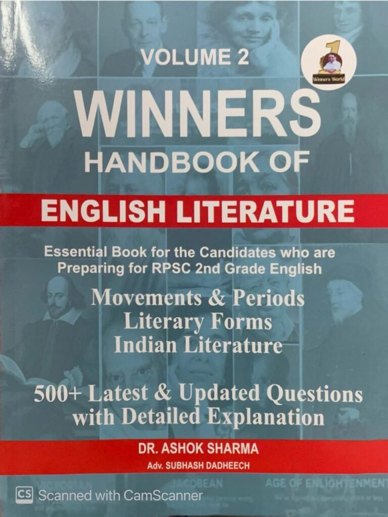 Winners Handbook Of English Literature 2nd Second Grade New Edition Volume 2 By Ashok Sharma 500+ Latest Questions By Winners World Publication Movement & Periods Literary Forms Indian Literature