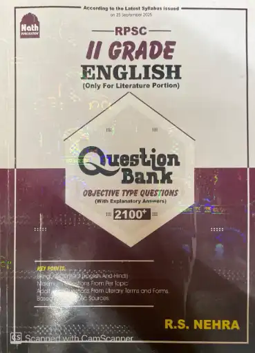 Nath RPSC 2nd Second Grade English Literature Question Bank 2100+ Objective Quesion New Edition 2025 By R S Nehra For RPSC 2nd Grade Exam By Nath Publication