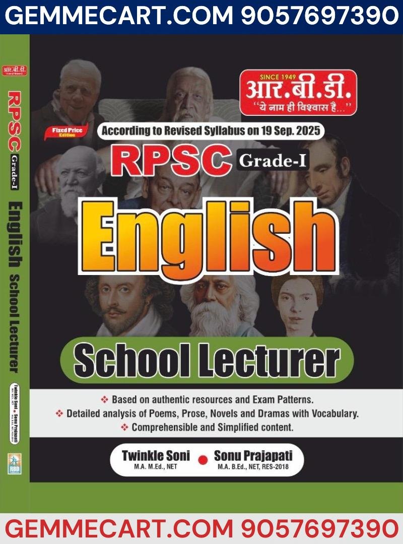 RBD RPSC 1st Grade English School Lecturer, Revised Syllabus 2025, Twinkle Soni & Sonu Prajapati By RBD Publication (Rajasthan Competitive Exam Guide)