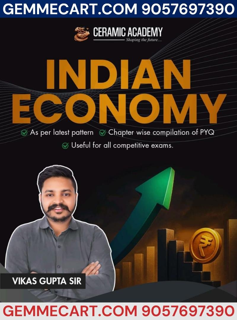 Ceramic Academy Indian Economy Study Material by Vikas Gupta Sir, Chapter-wise PYQ Compilation, Competitive Exams Preparation English By Vikash Sir (Rajasthan Competitive Exam Guide)
