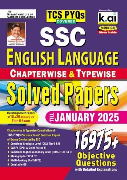 Kiran SSC English Language Chapterwise & Typewise Solved Papers Till January 2025 TCS PYQs Covered for CGL,CPO,CHSL,MTS,Steno & Constable GD (English Medium)(5318) By Kiran Publication