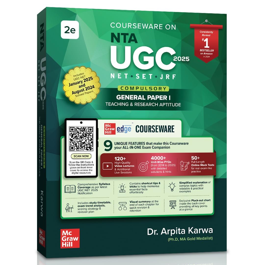 TMH UGC NET Paper 1 2025 by Arpita Karwa | Concepts + 4000 PYQs (2014 – June 2025) | 120+ Author Video Lectures | 50+ Mock Tests | Print book + Colour eBook + Digital Resources on McGraw Hill Edge By TATA