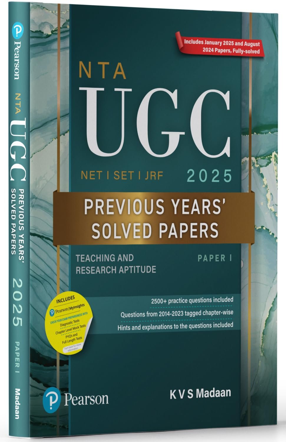 Pearson NTA UGC NET SET, JRF Paper 1 Previous Years' Solved Papers (edition -2025) | (Teaching and Research Aptitude) | Includes January 2025 & August By KVS Madan