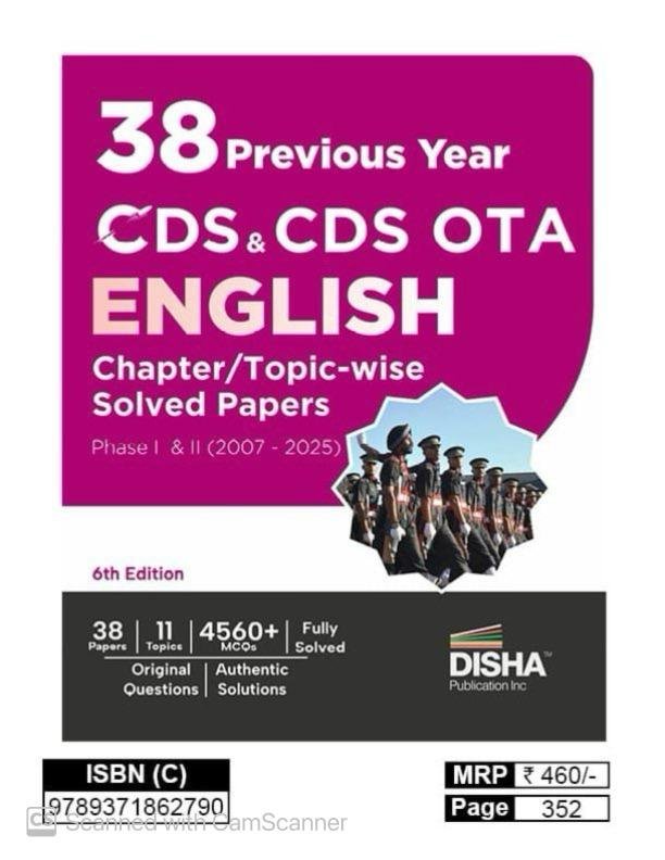 Disha 38 Previous Year CDS & CDS OTA English Topic-wise Solved Papers Phase I & II (2007 - 2025) 6th Edition | Combined Defence Services PYQs Question Bank By Disha Publication