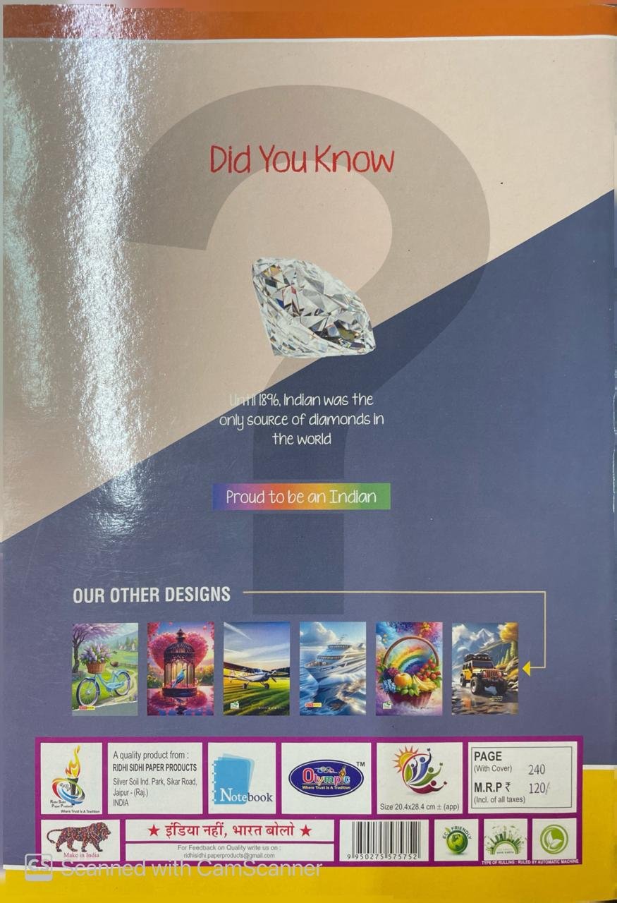 Olympic A4 Size Long Notebook | 29.7 CM x 21 CM Approx. Pages 240| Single Line Notebook | GSM 56 | Use for School ,College Student & Professionals Notes | Covers May Differ | Pack of 6 Books