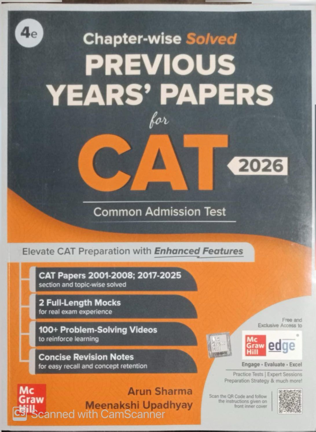 CHAPTERWISE SOLVED PREVIOUS YEARS PAPERS FOR CAT 2026 COMMON ADDMISSION TEST| ARUN SHARMA, MEENAKSHI UPADHYAY By MCGRAW HILL PUBLICATION BY TATA TMH
