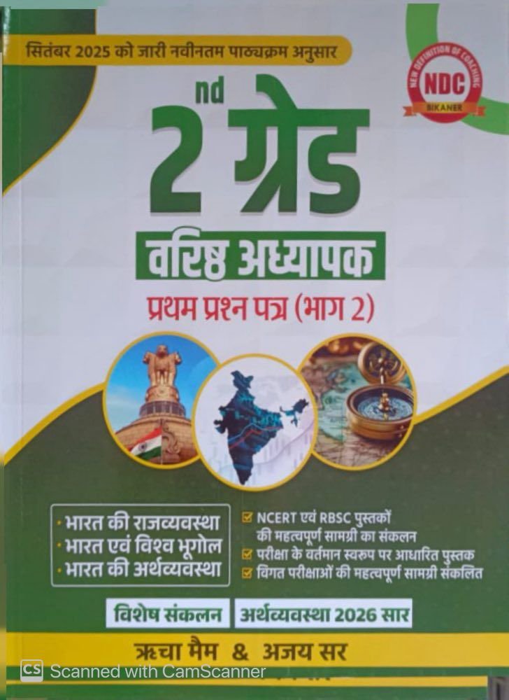 NDC 2nd Second Grade GK Bhag 2 Bharat Ki Rajvyavastha, Bhugol, Arthvyavastha By Narendra Dan Charan For RPSC 2nd Grade Exam Richa Mam By BRC Publication