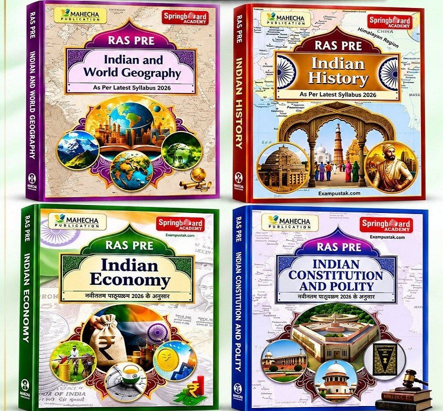 Mahecha Publication Springboard RAS Pre Foundation 4 Book Combo English Medium Indian and World Geography, Indian Economy, Polity, History Based on New Syllabus 2026 New Edition 2026