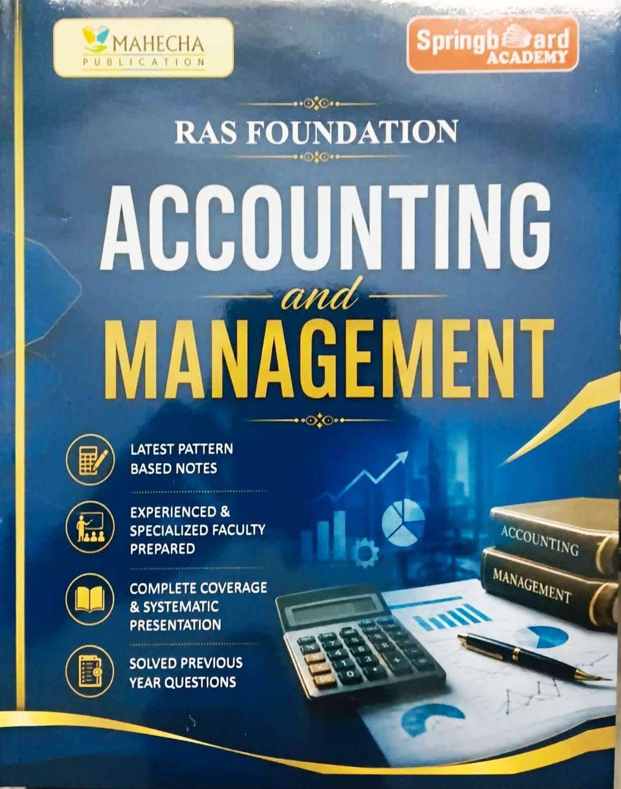 Mahecha Publication Spring Academy Board RAS Foundation Accounting And Management (English Midium) New Edition 2026